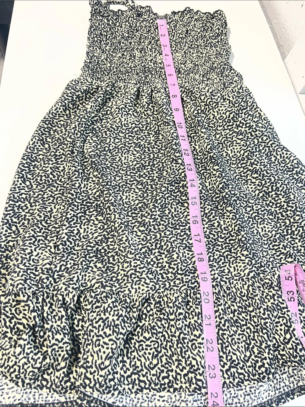 Top Shop Spaghetti Strap Mini Dress, Smocked, Tie Strap, Size 4, Animal Print - Picture 8 of 8